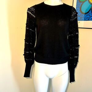 Lilly Pulitzer Lanetta Black Sweater with Crochet Sleeves Size S